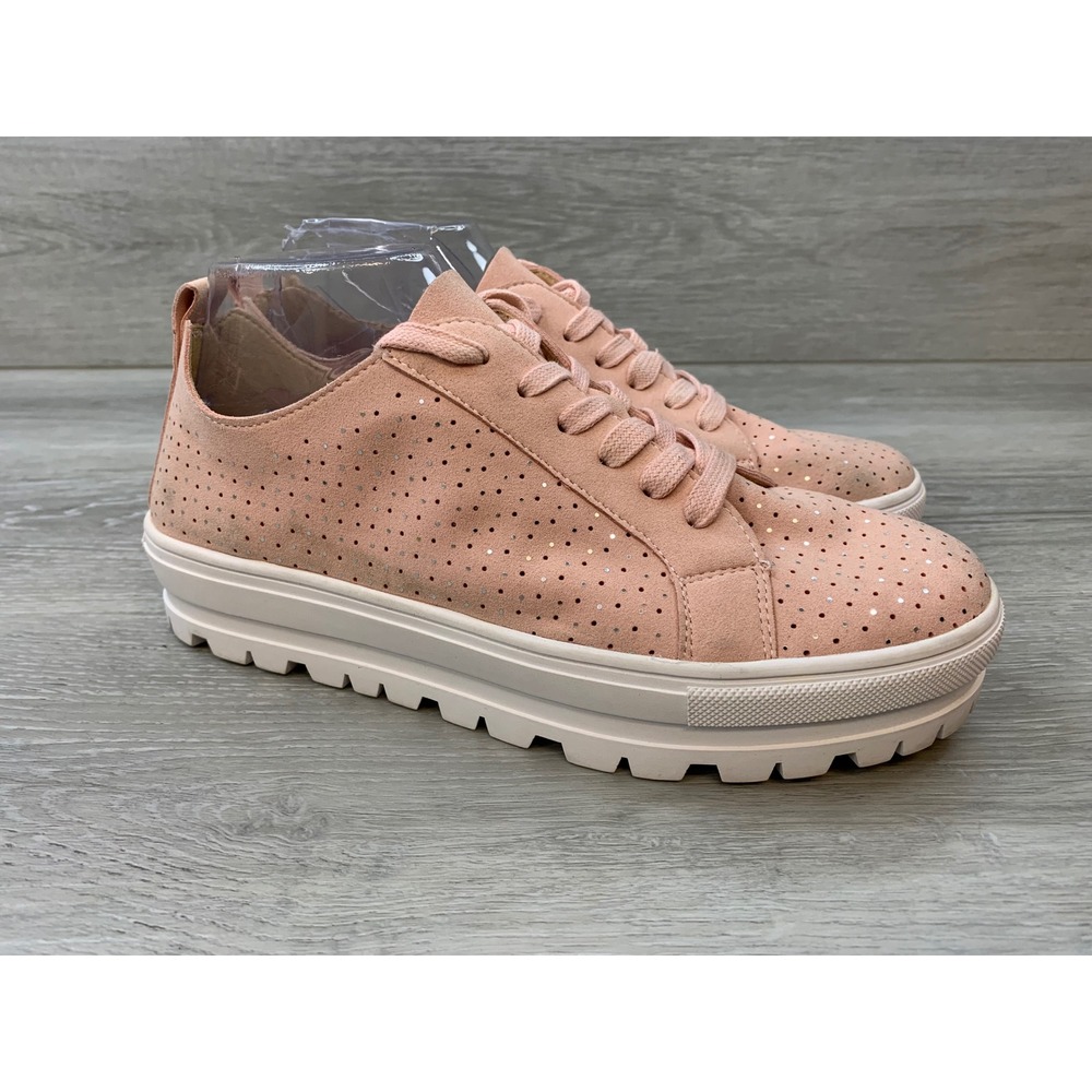 Patrizia by Spring Step Women's Sneakers Pink Perforated Glitter Platform Shoes